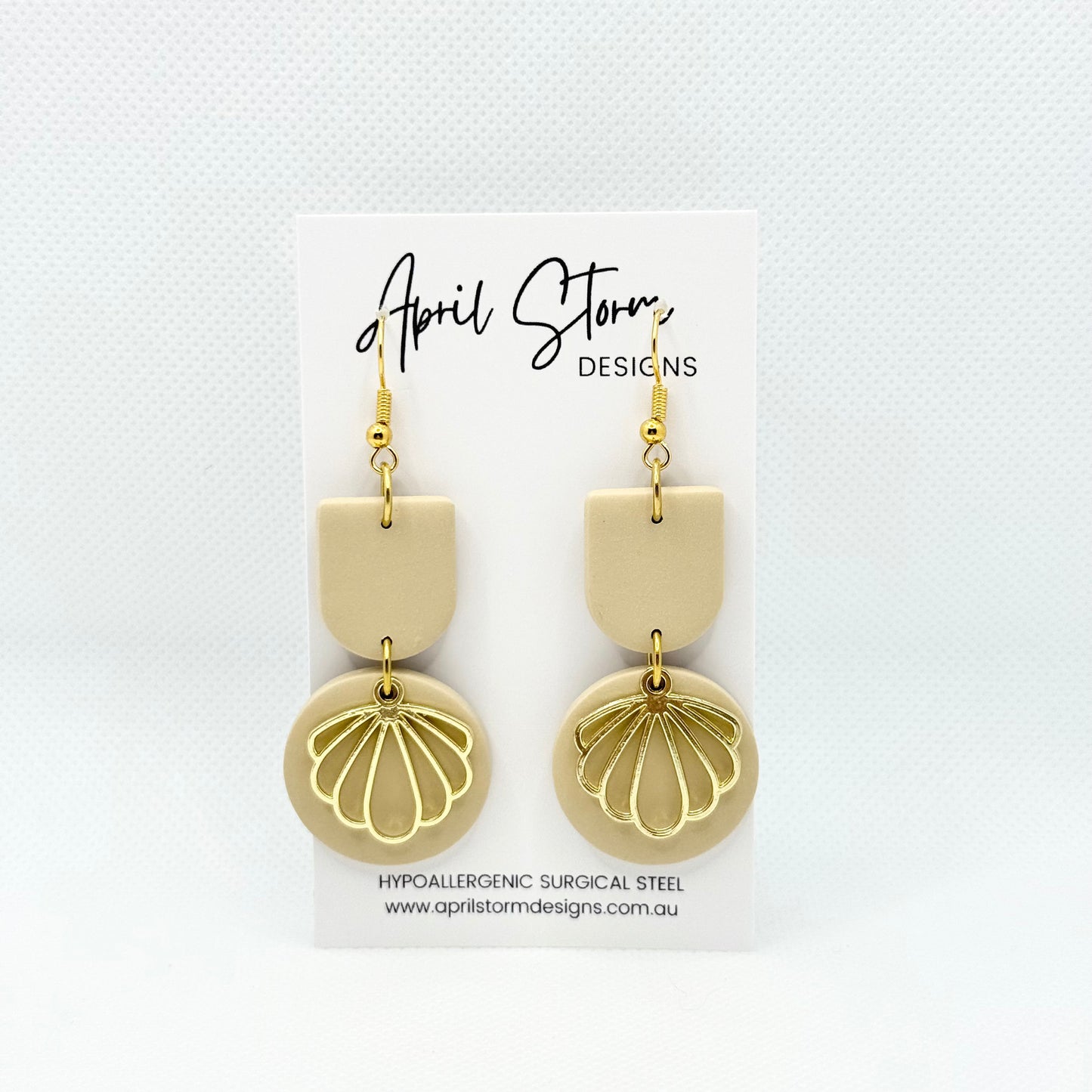 Statement Dangles - Beige