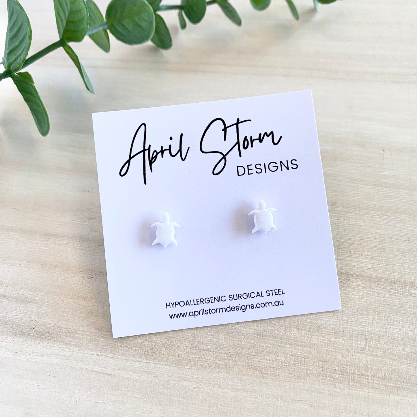 Turtle Stud Earrings - White
