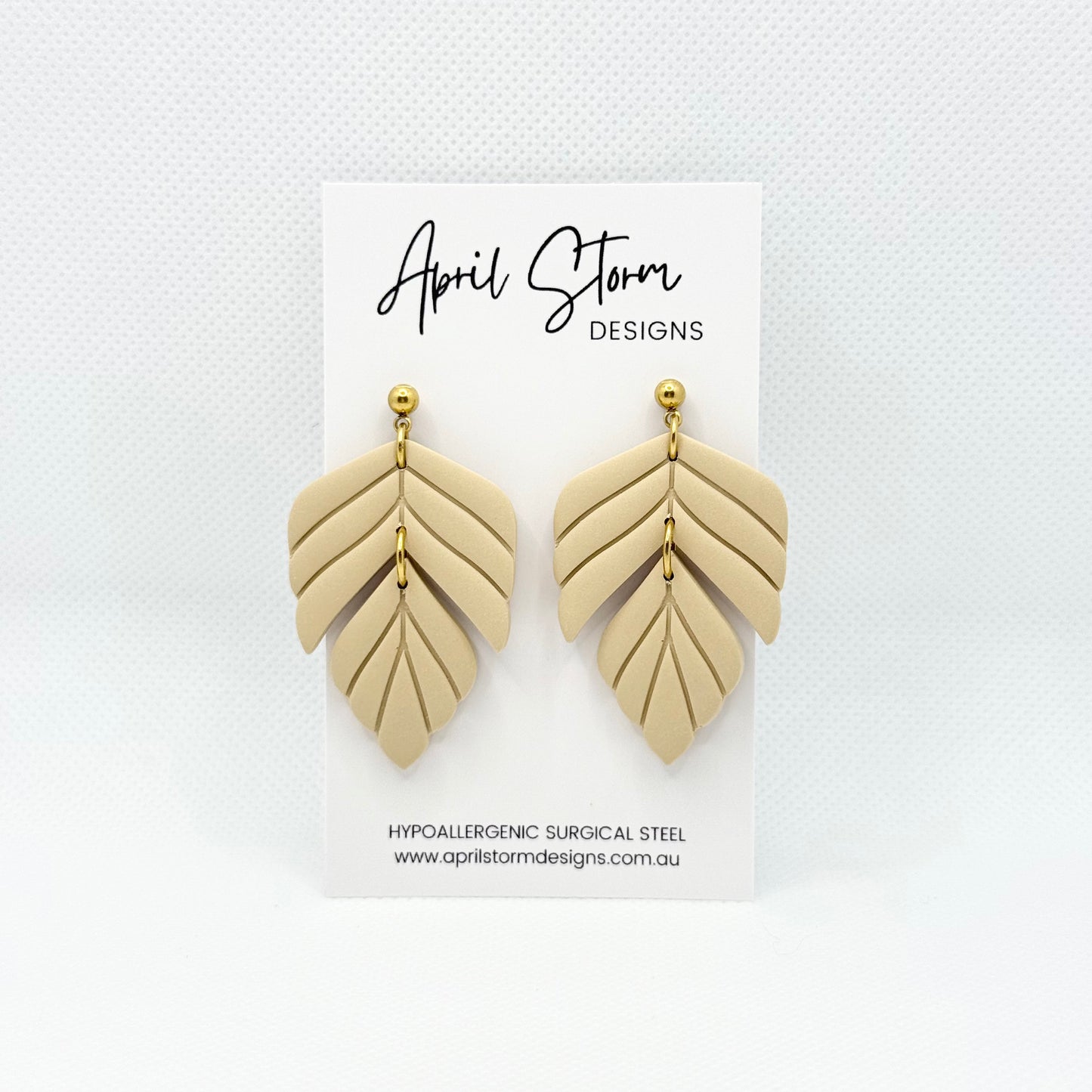 Statement Dangles - Beige