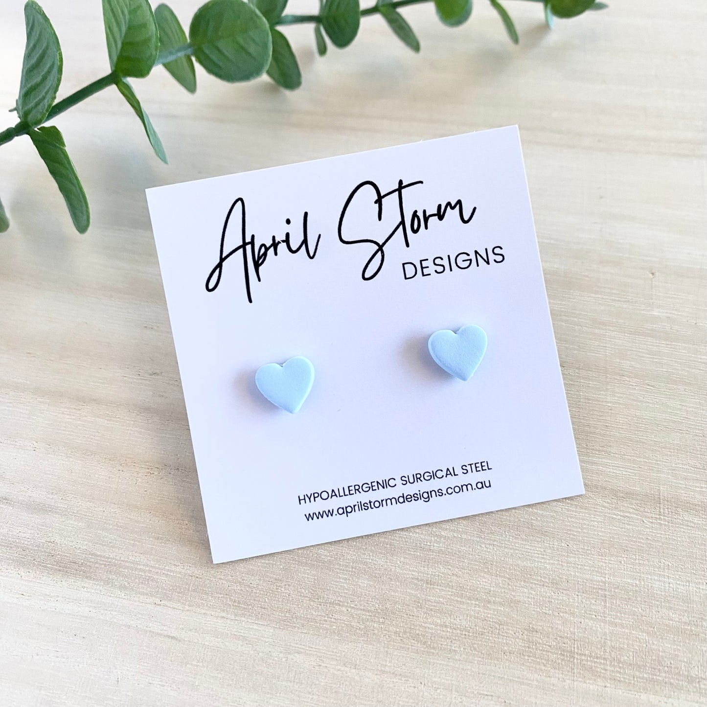 Heart Stud Earrings - Blue