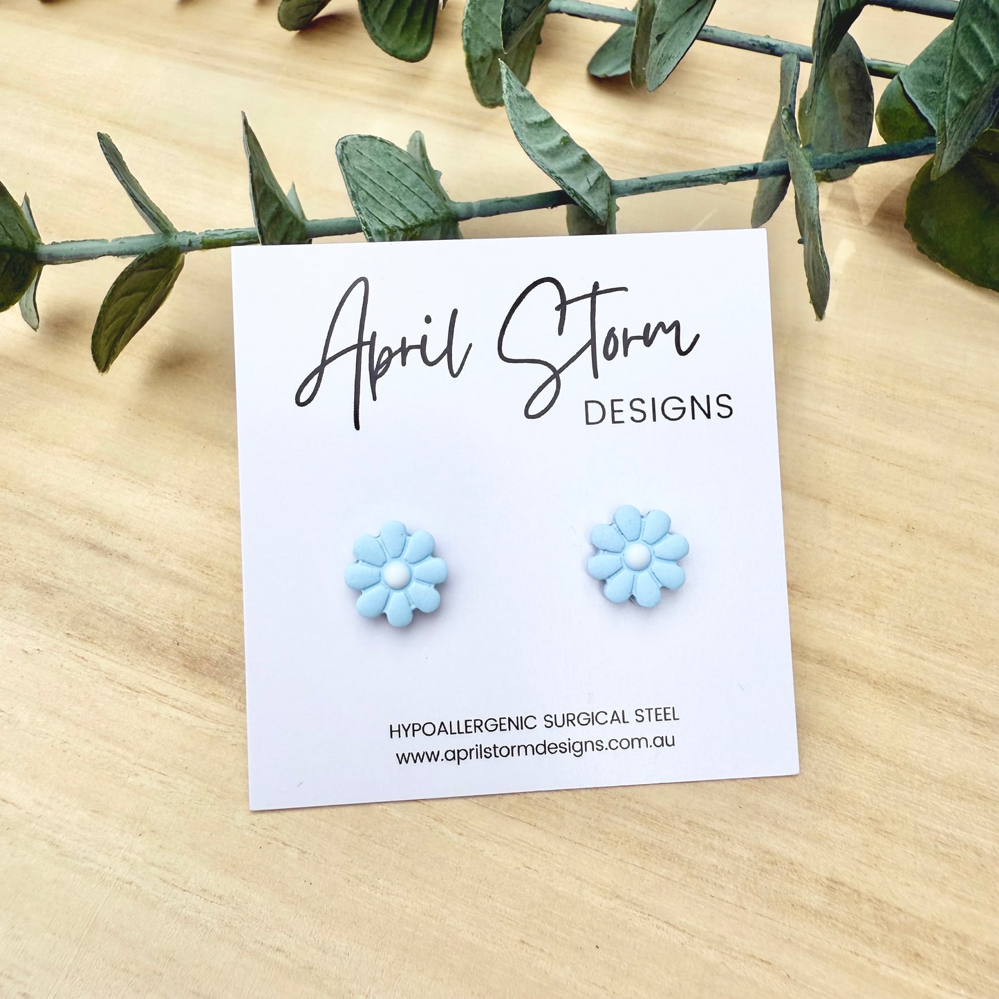 Daisy Stud Earrings - Blue