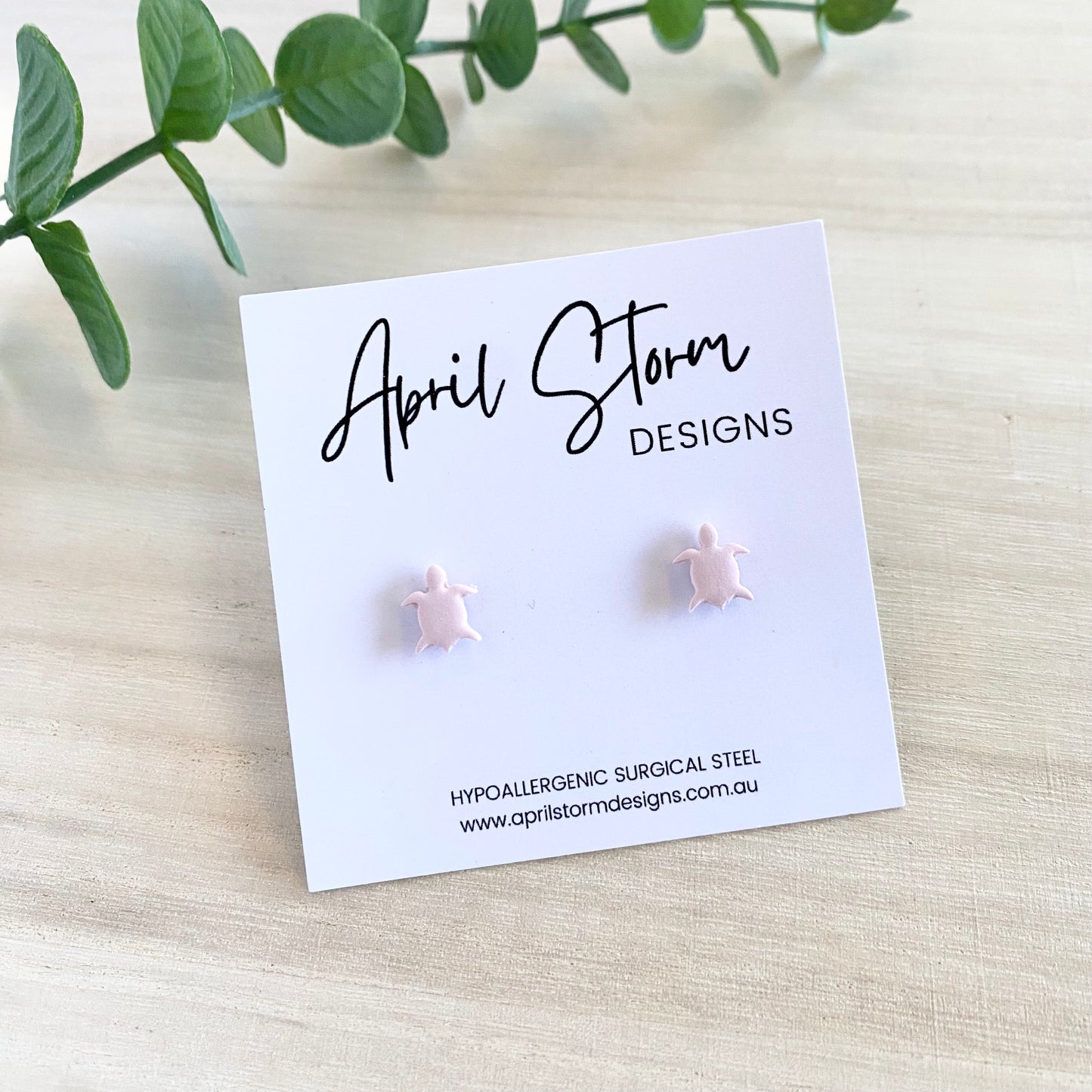 Turtle Stud Earrings - Light Pink