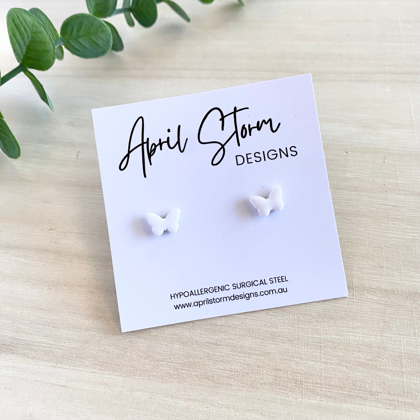 Butterfly Stud Earrings - White