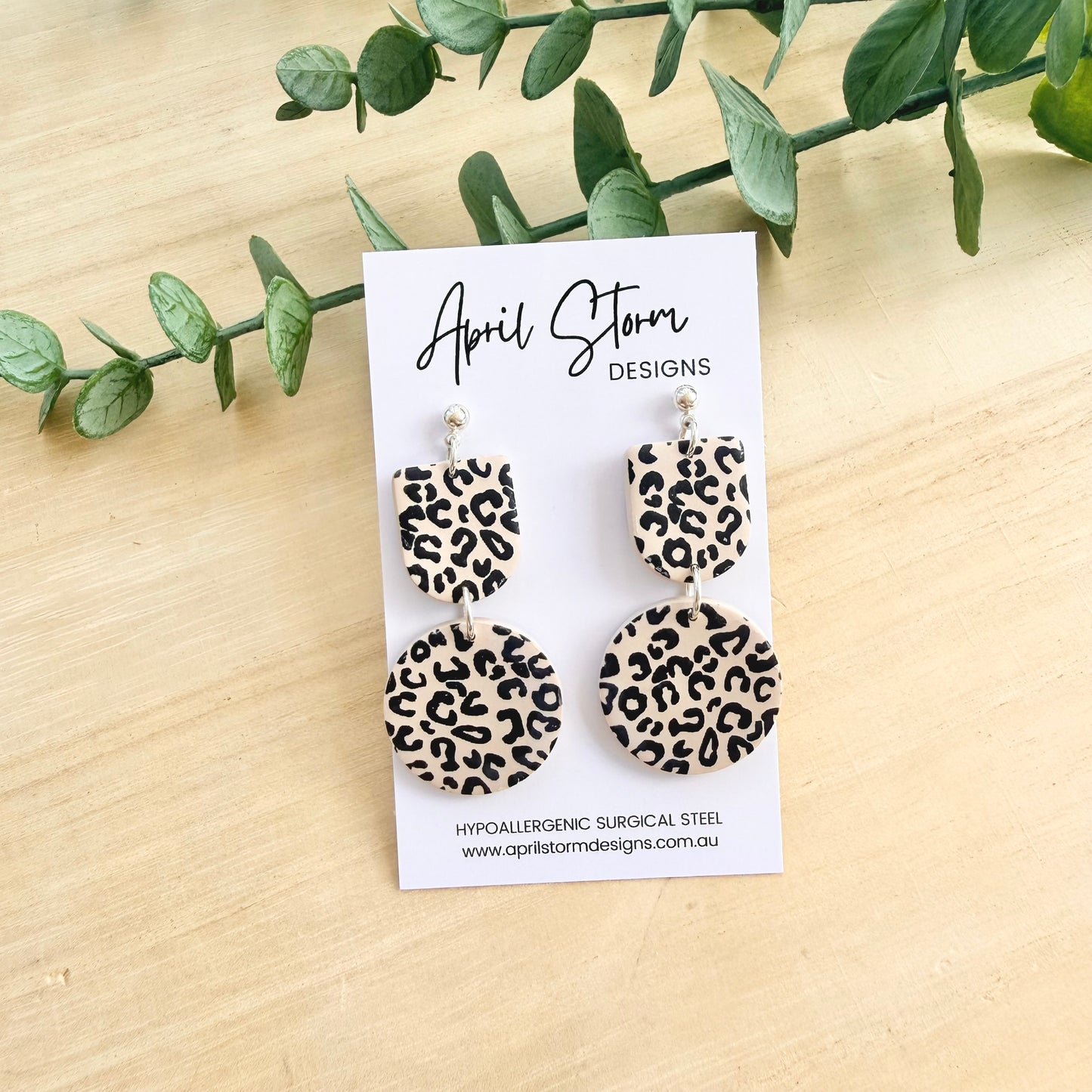 Statement Dangles - Leopard Print