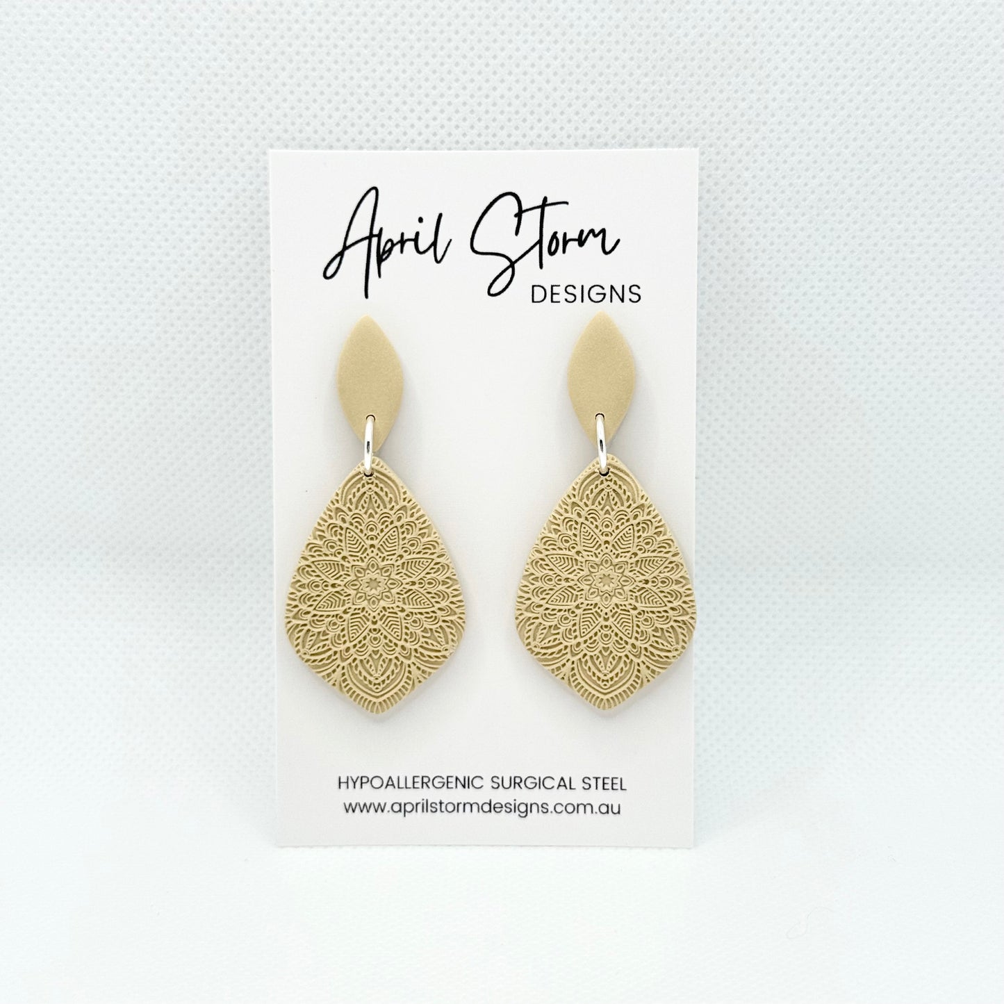 Statement Dangles - Beige