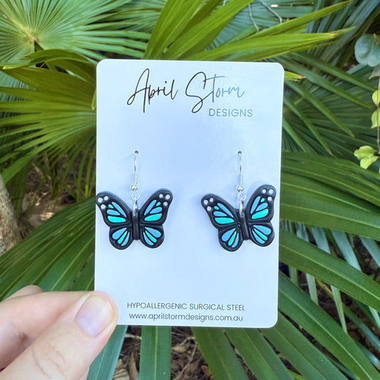 Butterfly Statement Dangles - Turquoise