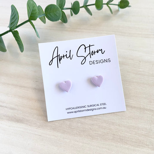 Heart Stud Earrings - Lilac