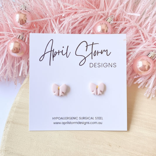 Bow Stud Earrings - Pink
