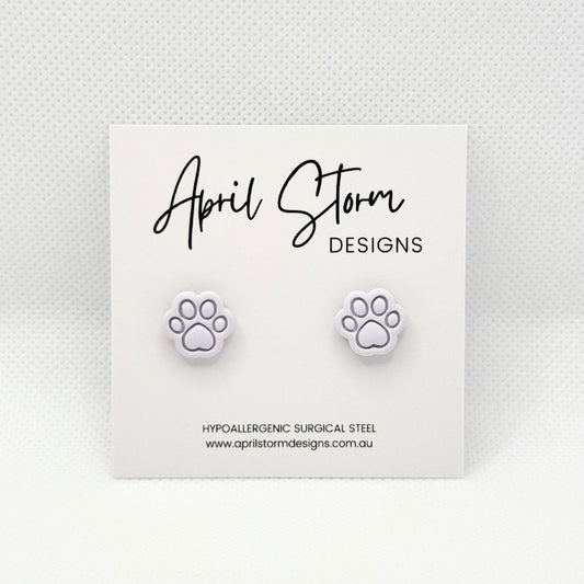 Paw Print Stud Earrings - Lilac
