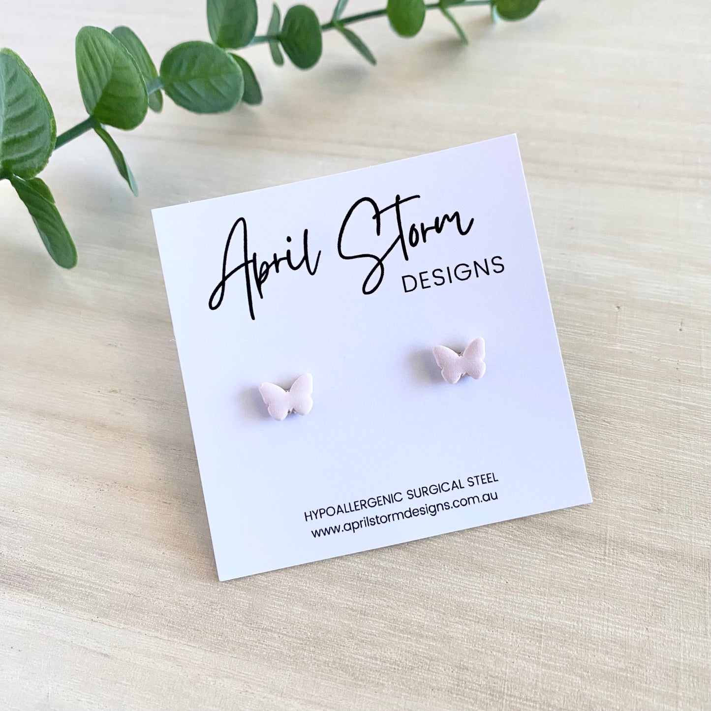 Butterfly Stud Earrings - Light Pink