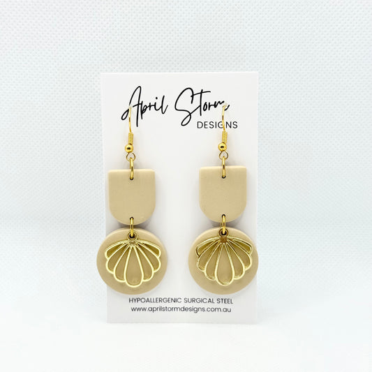 Statement Dangles - Beige
