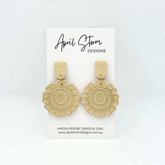 Statement Dangles - Beige