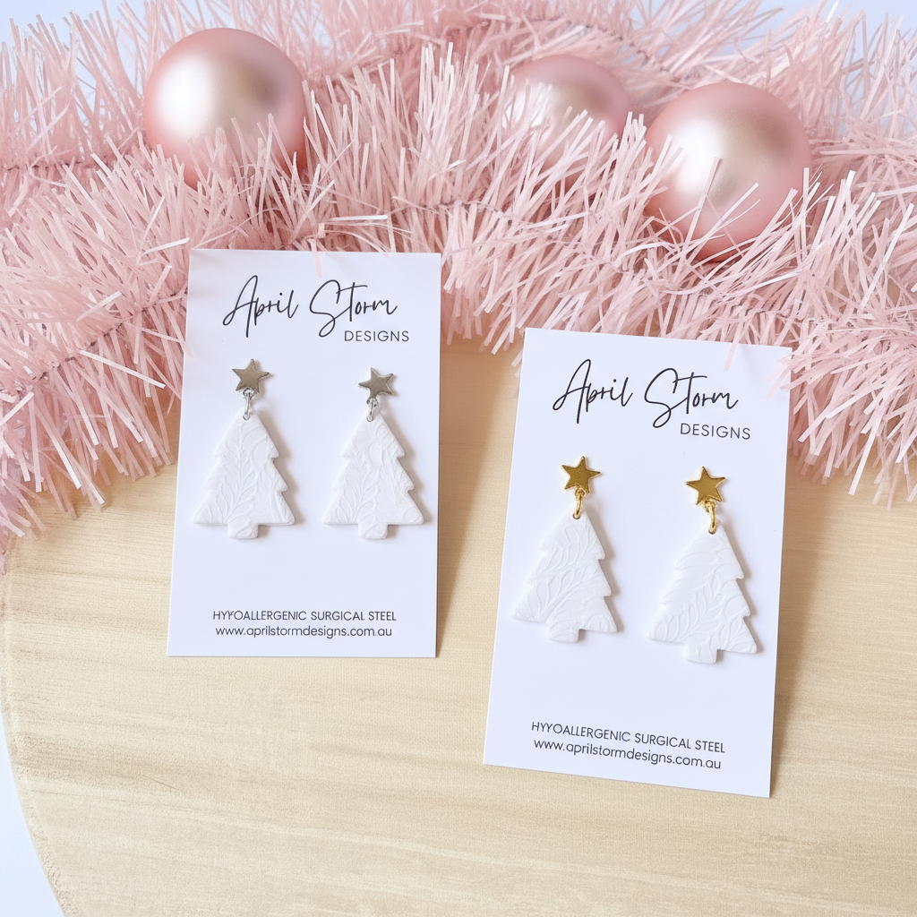 Christmas Tree Dangles - White