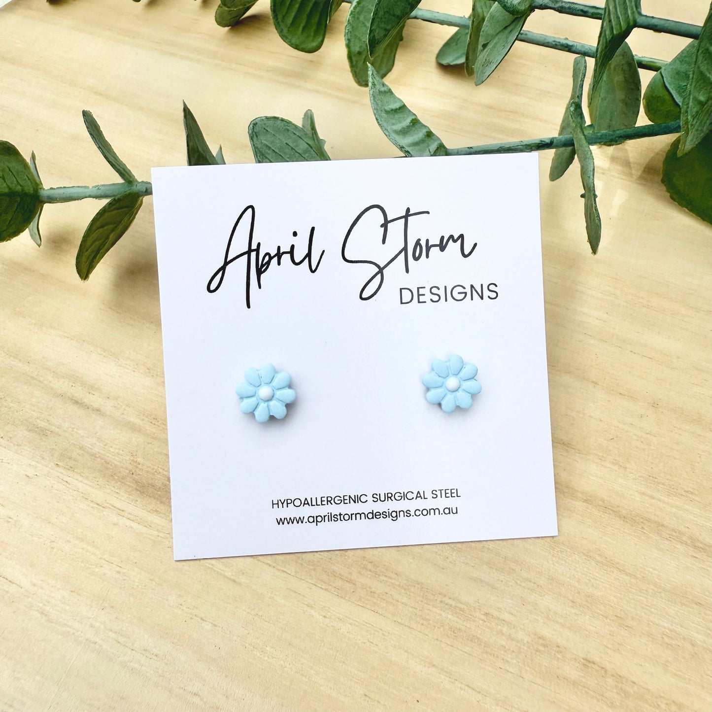 Daisy Stud Earrings - Blue