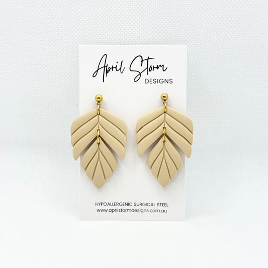 Statement Dangles - Beige