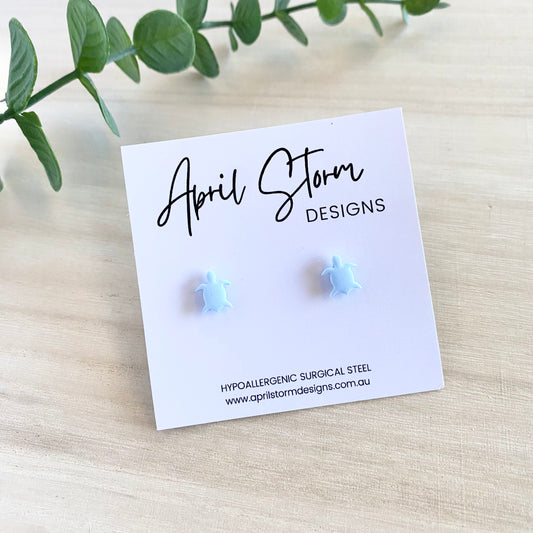 Turtle Stud Earrings - Blue