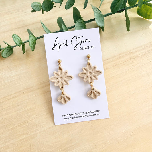 Statement Dangles - Beige