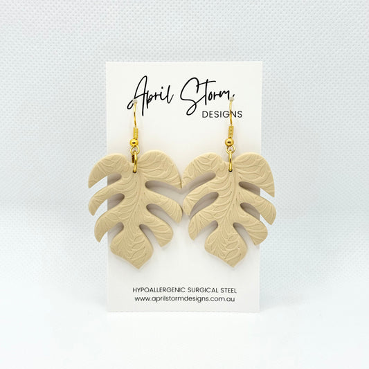 Statement Dangles - Beige