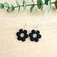 Flower Hoop Earrings - Black