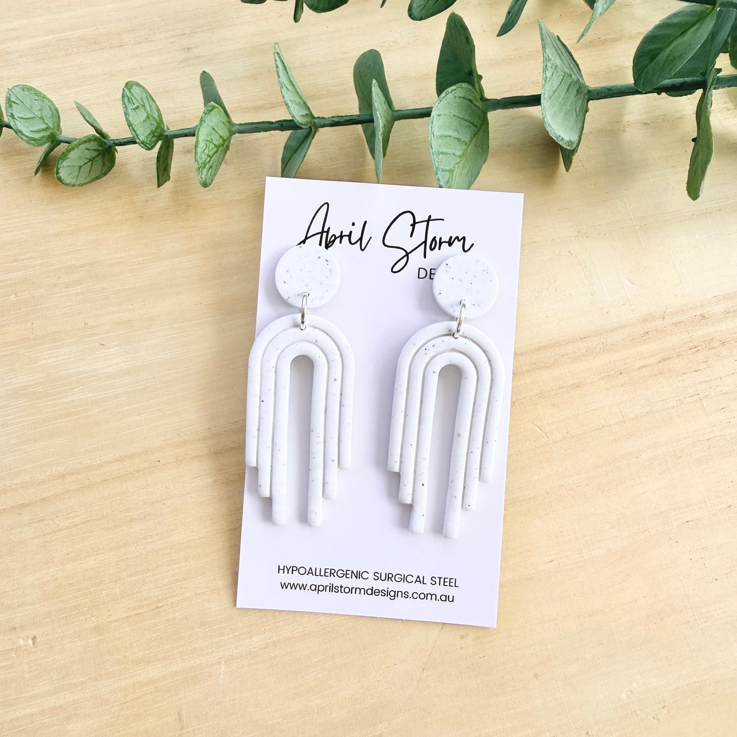 Statement Dangles - White Granite