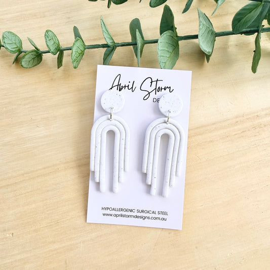 Statement Dangles - White Granite