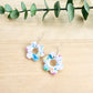 Flower Hoop Earrings - Blue Floral
