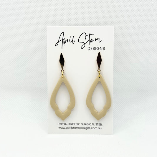Statement Dangles - Beige