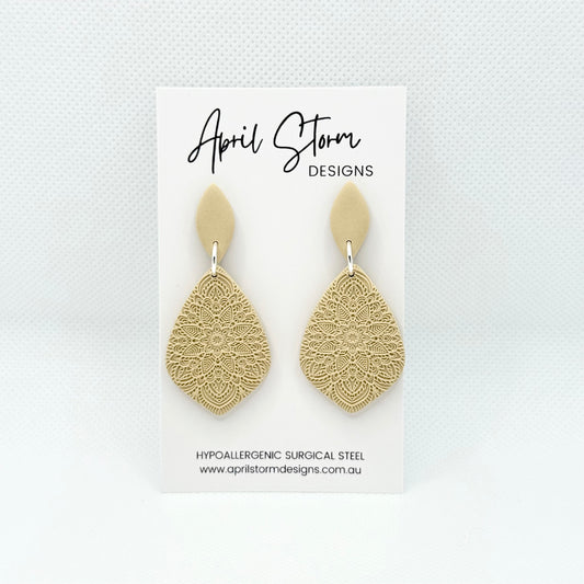 Statement Dangles - Beige