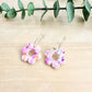 Flower Hoop Earrings - Pink Floral