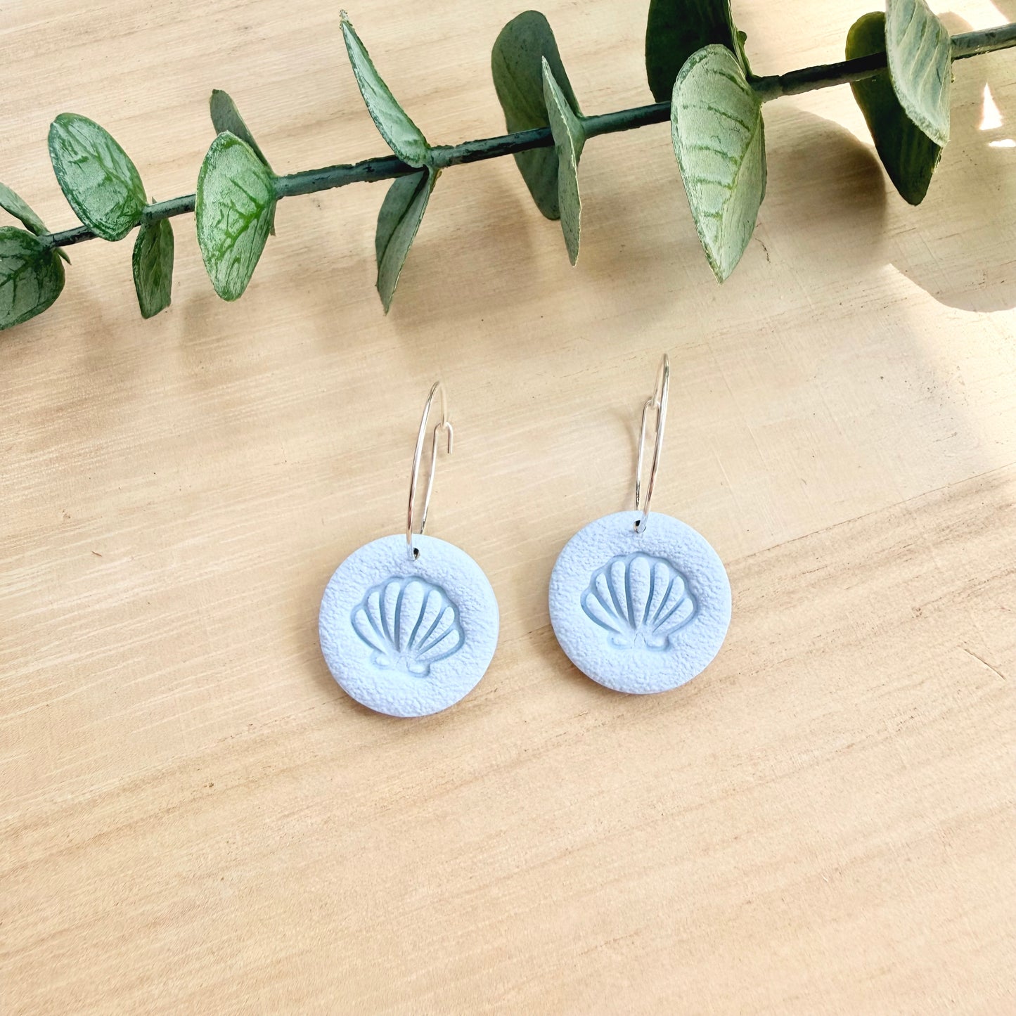 Shell Hoop Earrings - Blue
