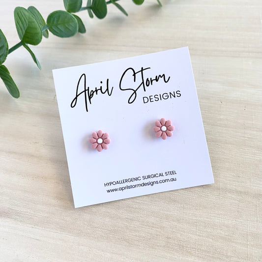 Daisy Stud Earrings - Blush Pink
