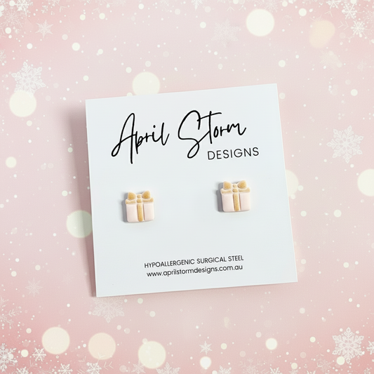 Present Stud Earrings - Pink & Gold