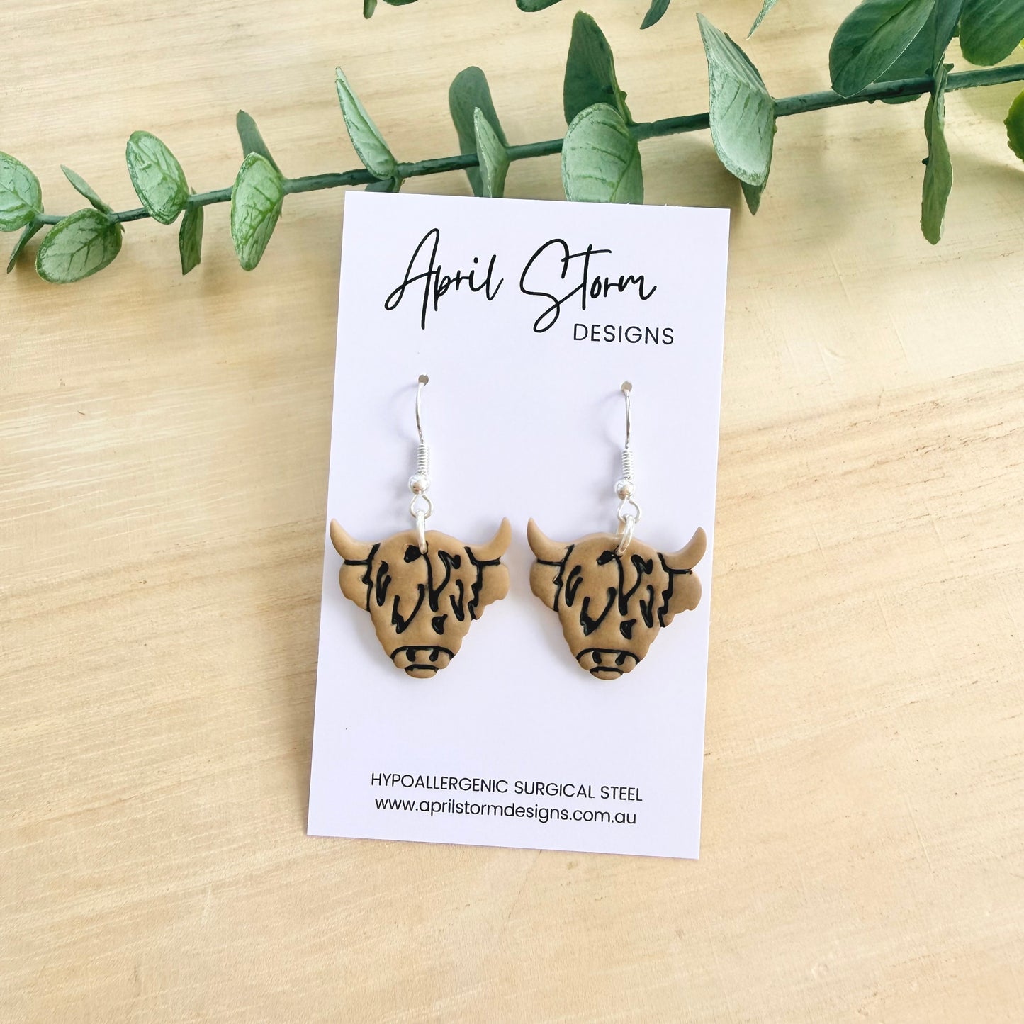 Highland Cow Statement Dangles - Brown