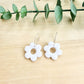 Flower Hoop Earrings - White