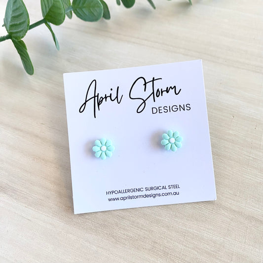 Daisy Stud Earrings - Mint Green